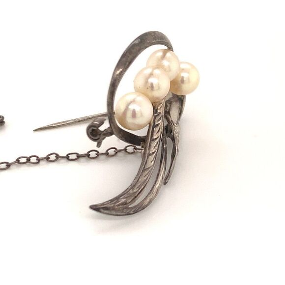 Mikimoto Estate Akoya Pearl Brooch Pin Sterling Silver 6.5 mm 5.56 Grams M199 - Picture 13 of 13